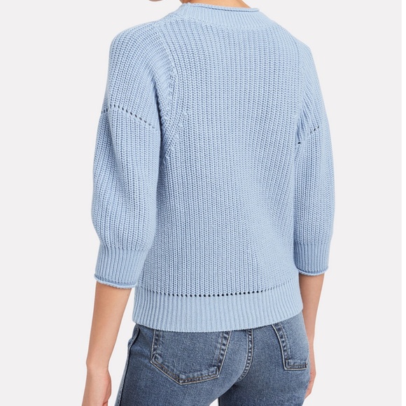 Frame Denim Drop Needle Cotton-Cashmere Sweater Powder Blue - Picture 2 of 8